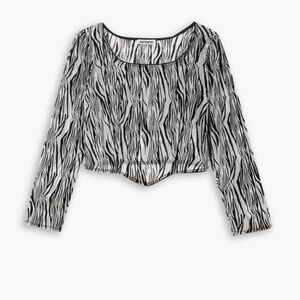 BATSHEVA Dirndl cropped flocked tulle top